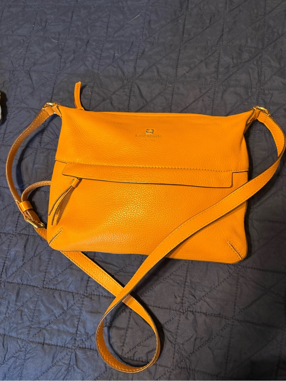 kate spade Orange Pebbled Leather Crossbody with Tassel Zip